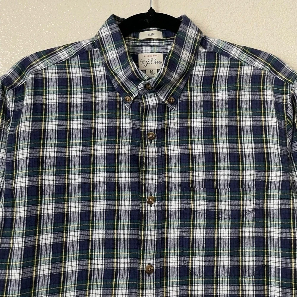 J. Crew Shirt Mens Medium Slim Fit Brushed Twill‎ Plaid Long Sleeve Button Down